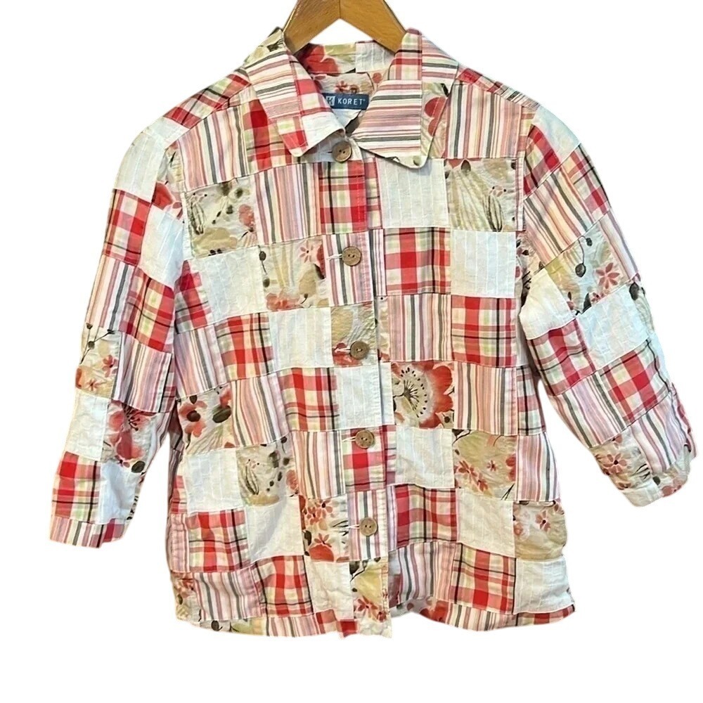 Koret plaid patchwork‎ sample women's jacket size medium/ large vintage